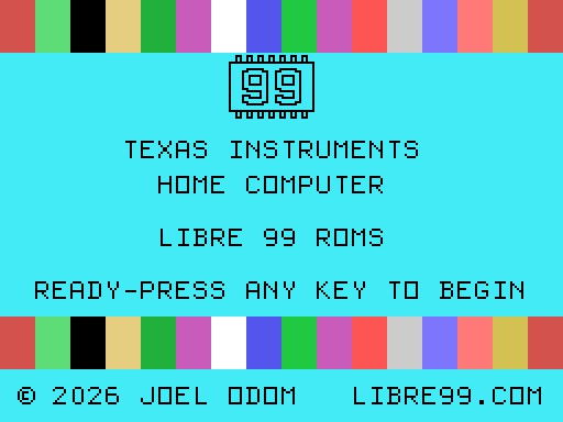 Libre99 title screen